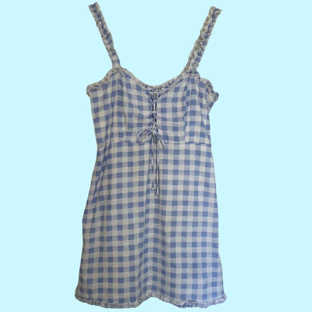 Urban Outfitters Blue and White Gingham Mini Dress